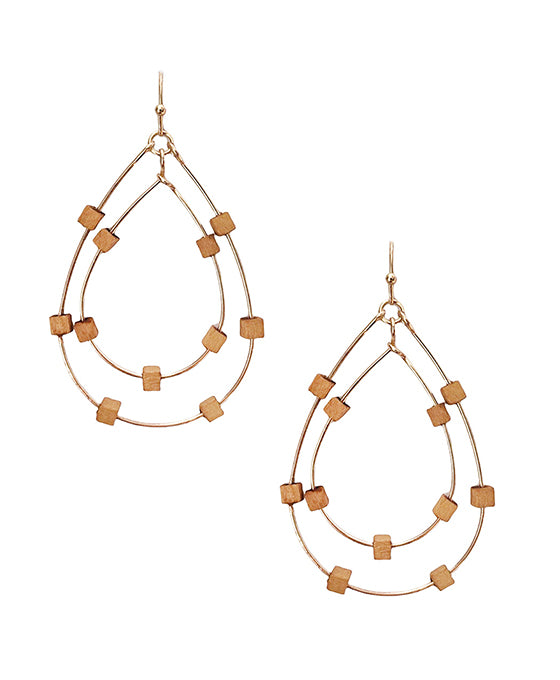 Metal Wire Dbl Teardrop w/ Beads Earring