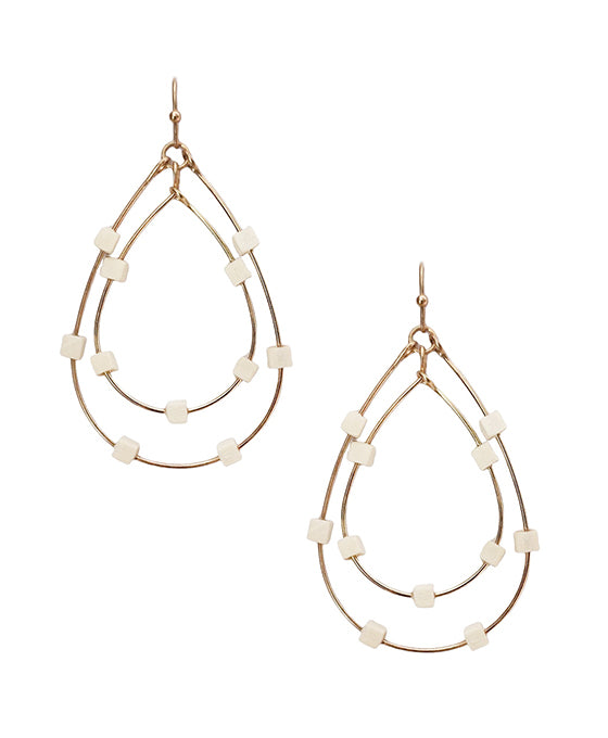 Metal Wire Dbl Teardrop w/ Beads Earring