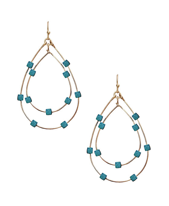Metal Wire Dbl Teardrop w/ Beads Earring