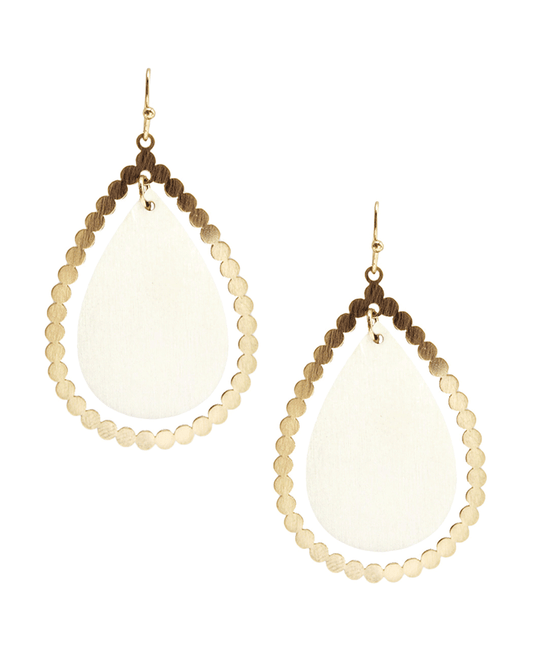 Teardrop Metal & Wood Earring