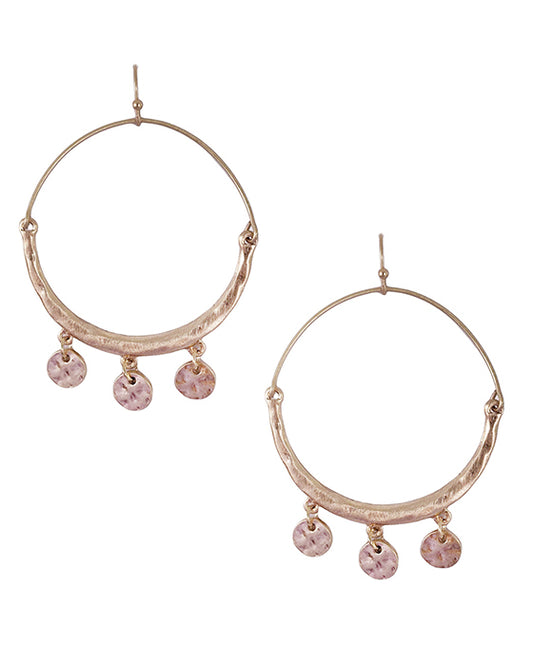 Metal Circle w/ Charm Earring
