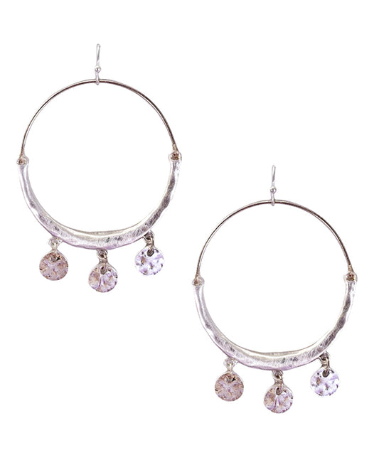 Metal Circle w/ Charm Earring