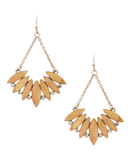 Wood & Crystal Accent Earring
