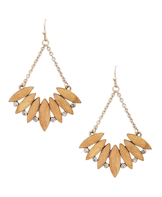 Wood & Crystal Accent Earring