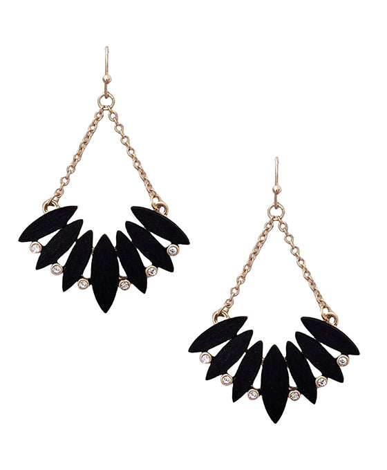 Wood & Crystal Accent Earring