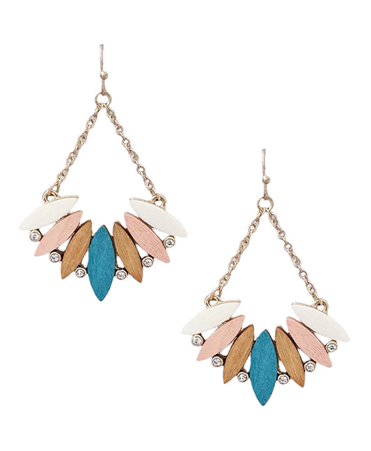 Wood & Crystal Accent Earring