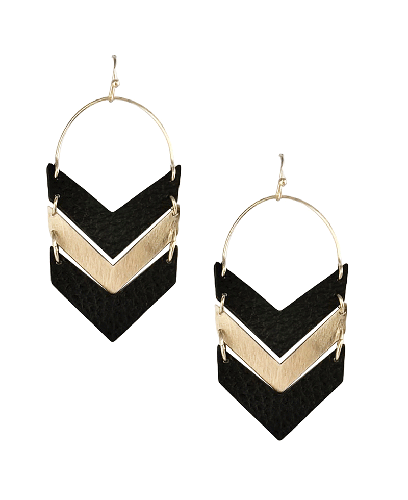 V Shape Leather Earring