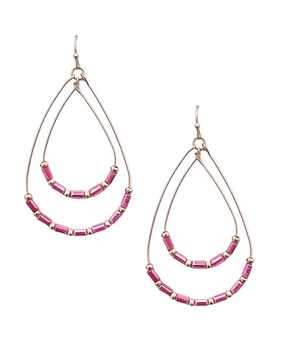 Double Wire Teardrop w/ Beads Earring