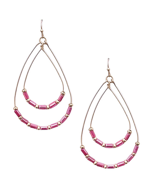 Double Wire Teardrop w/ Beads Earring