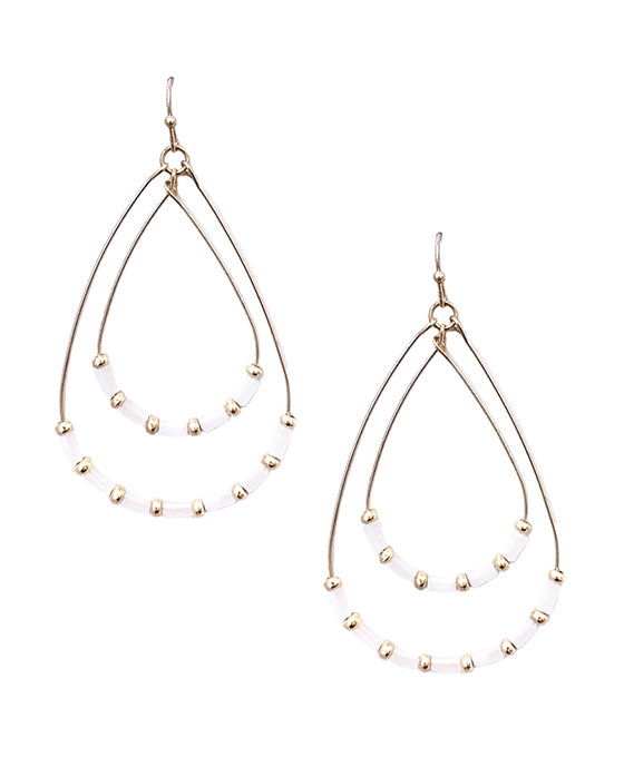 Double Wire Teardrop w/ Beads Earring