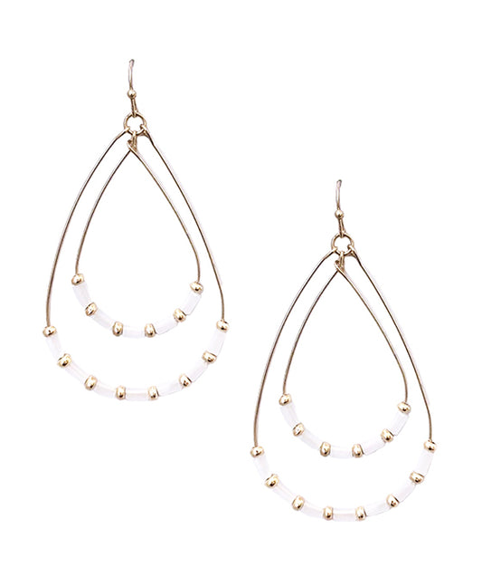 Double Wire Teardrop w/ Beads Earring