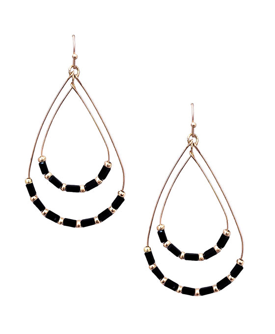 Double Wire Teardrop w/ Beads Earring