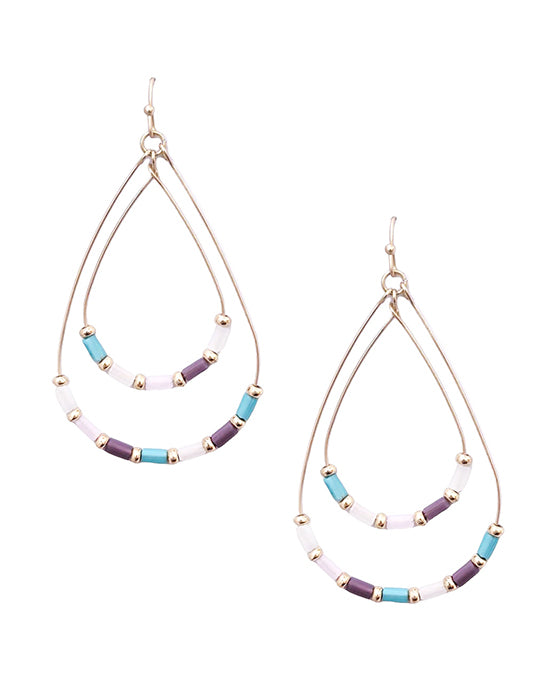 Double Wire Teardrop w/ Beads Earring