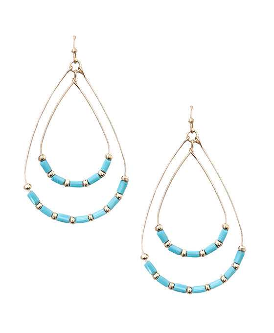 Double Wire Teardrop w/ Beads Earring