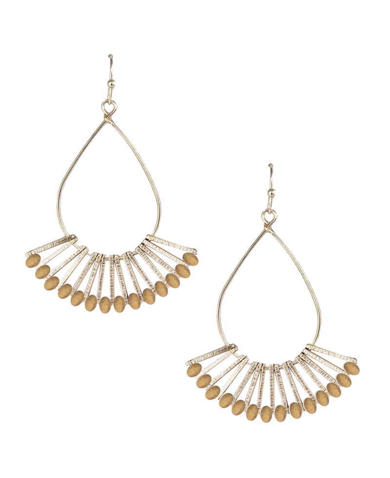 Metal Bar Attached Teardrop Earring