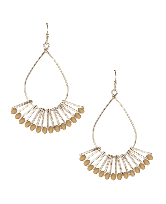 Metal Bar Attached Teardrop Earring