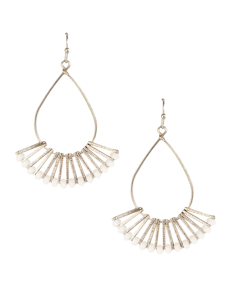 Metal Bar Attached Teardrop Earring