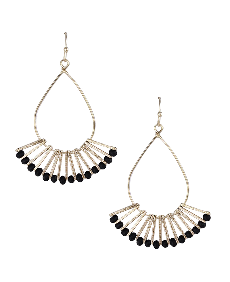 Metal Bar Attached Teardrop Earring