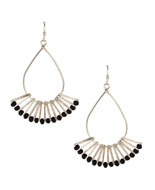 Metal Bar Attached Teardrop Earring