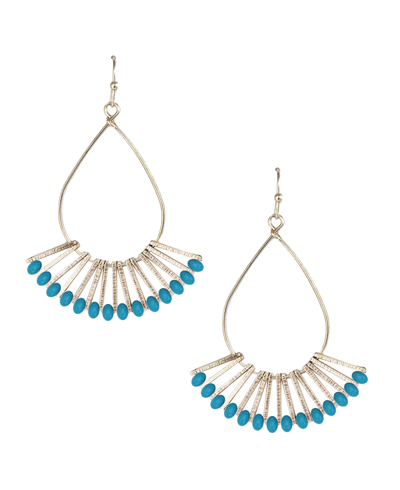 Metal Bar Attached Teardrop Earring