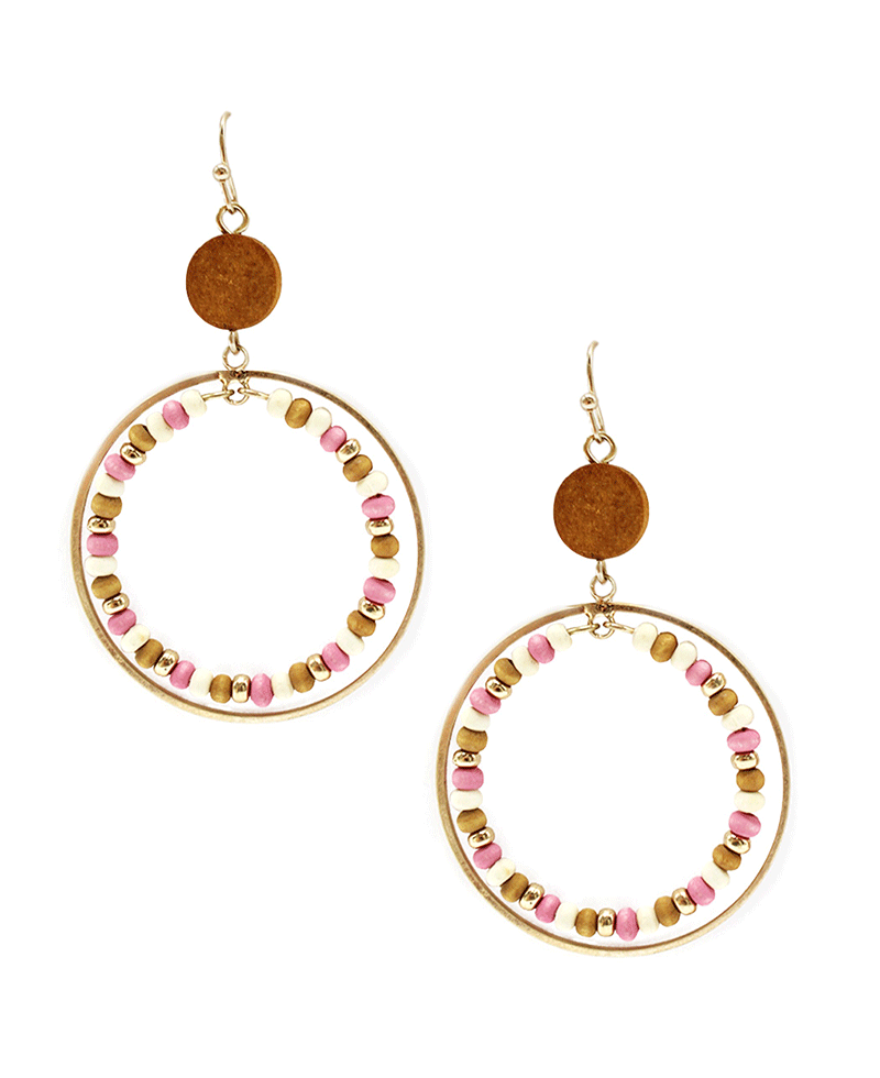 Double Round w/ Beads Earring