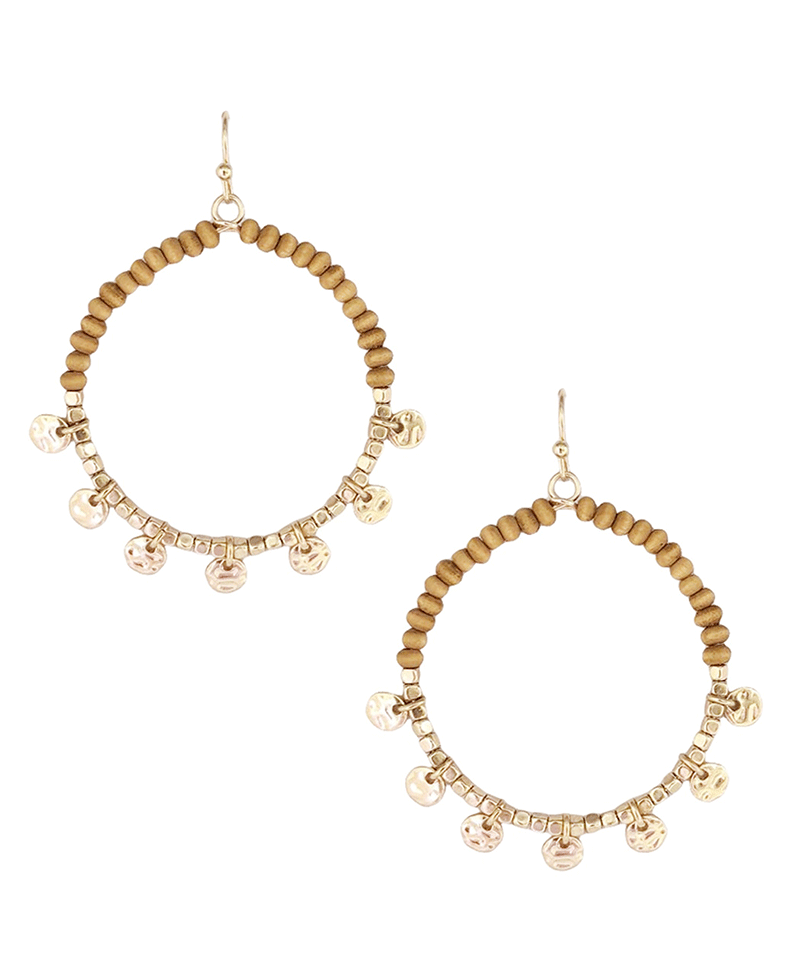 Multi Bead w/ Tied Disk Round Earring