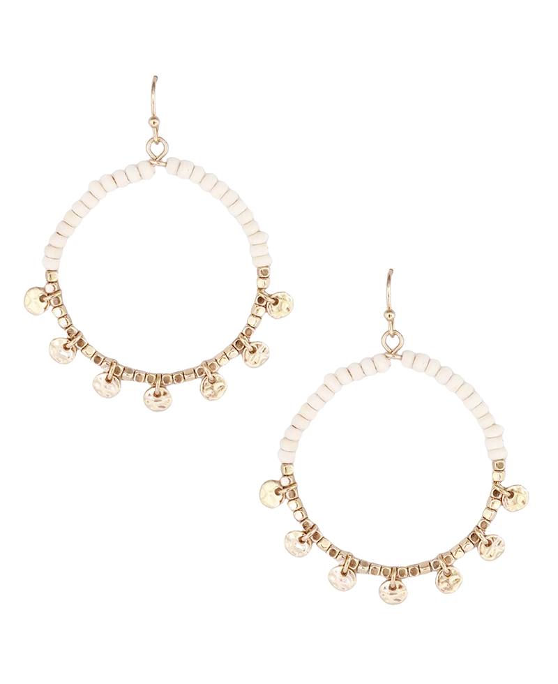 Multi Bead w/ Tied Disk Round Earring