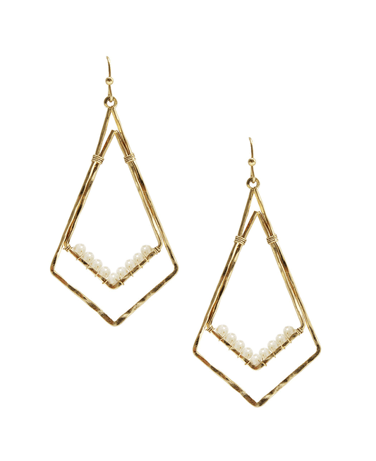 Double Rhombus w/ Tied Stone Earring