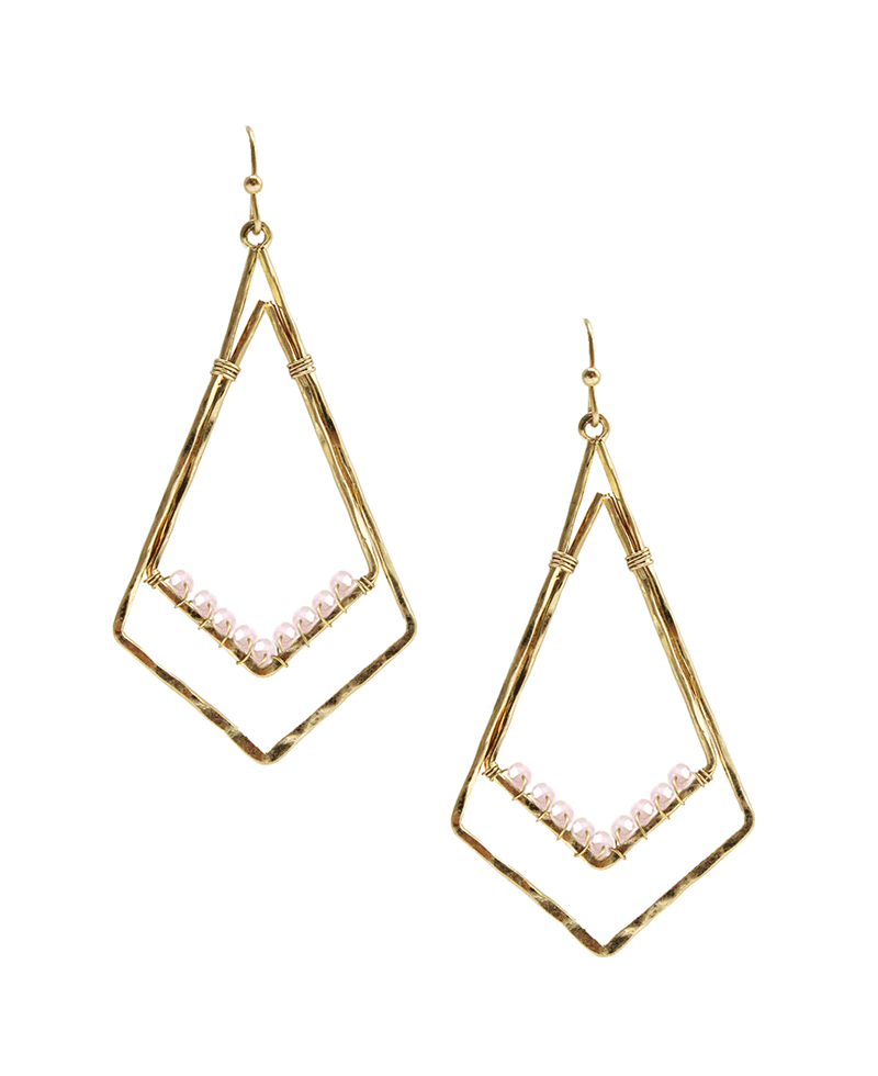 Double Rhombus w/ Tied Stone Earring