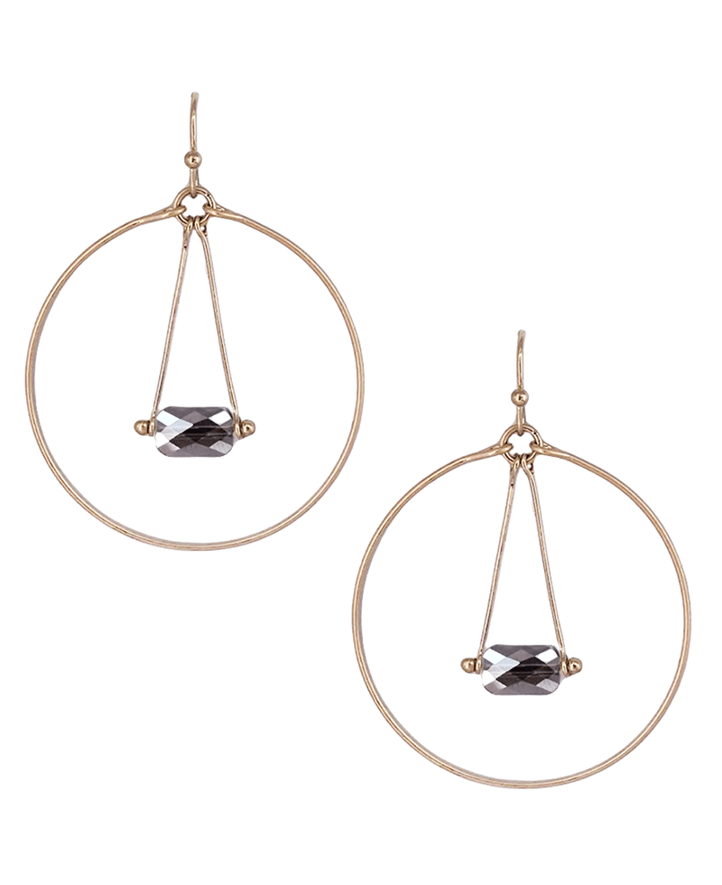Wire Circle w/ Drop Stone Earring