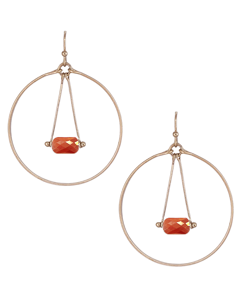 Wire Circle w/ Drop Stone Earring
