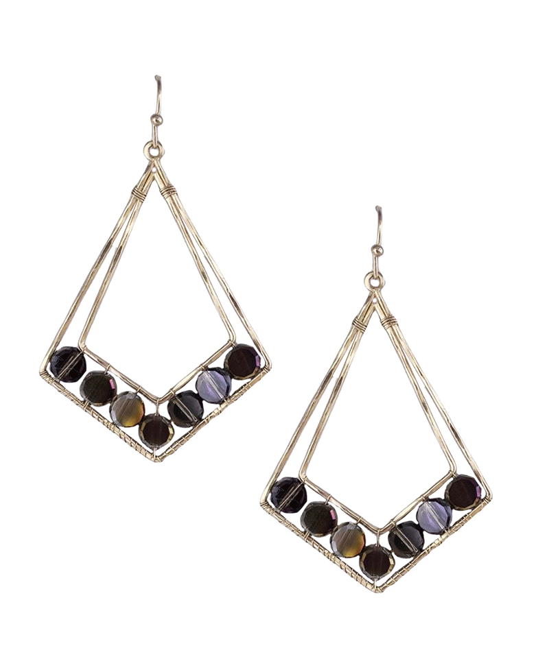Double Wire Rhombus w/ Stone Earring