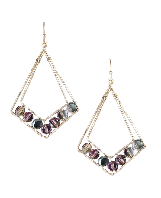 Double Wire Rhombus w/ Stone Earring