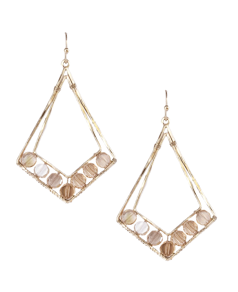 Double Wire Rhombus w/ Stone Earring