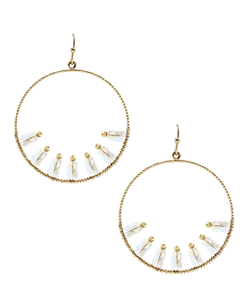 Wire Circle w/ Stone Earring