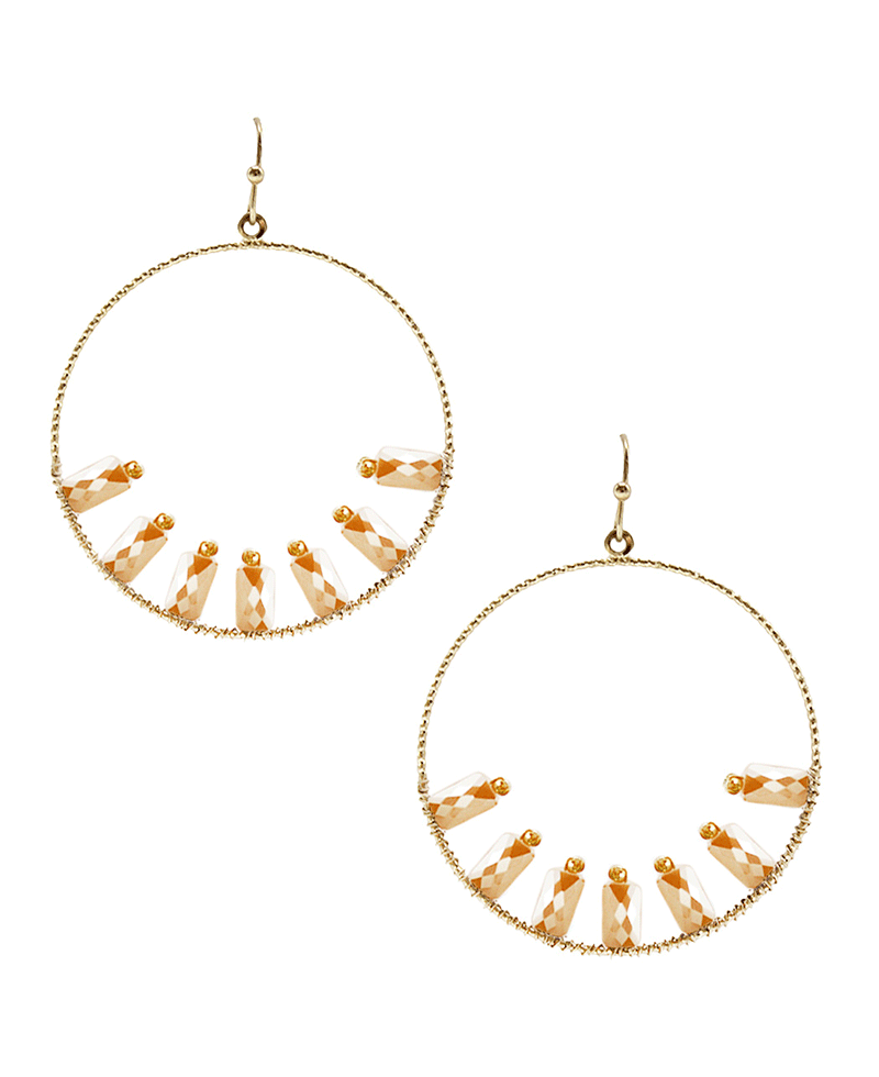 Wire Circle w/ Stone Earring