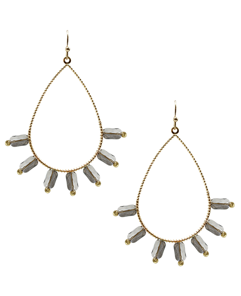 Wire Teardrop w/ Stone Earring
