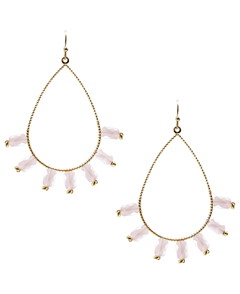 Wire Teardrop w/ Stone Earring