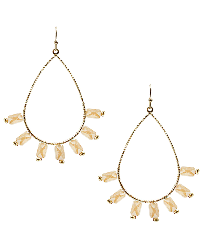 Wire Teardrop w/ Stone Earring