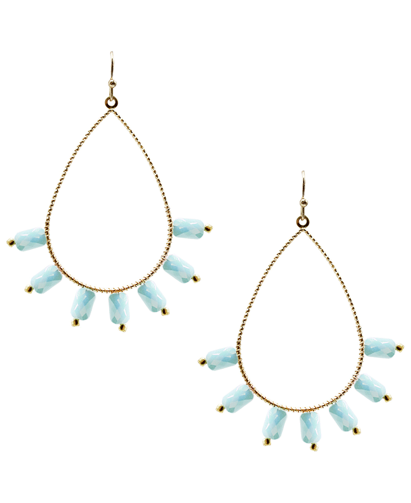 Wire Teardrop w/ Stone Earring