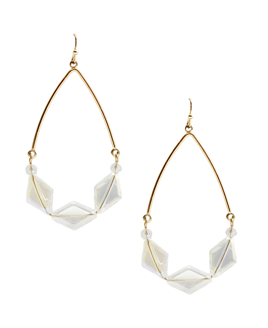 Triple Cube Stone Wire Earring