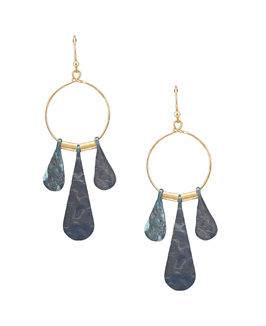 Wire Round w/ Water Drop Shapes Earring