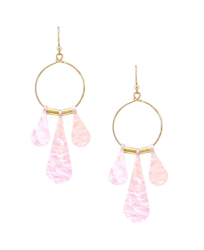 Wire Round w/ Water Drop Shapes Earring