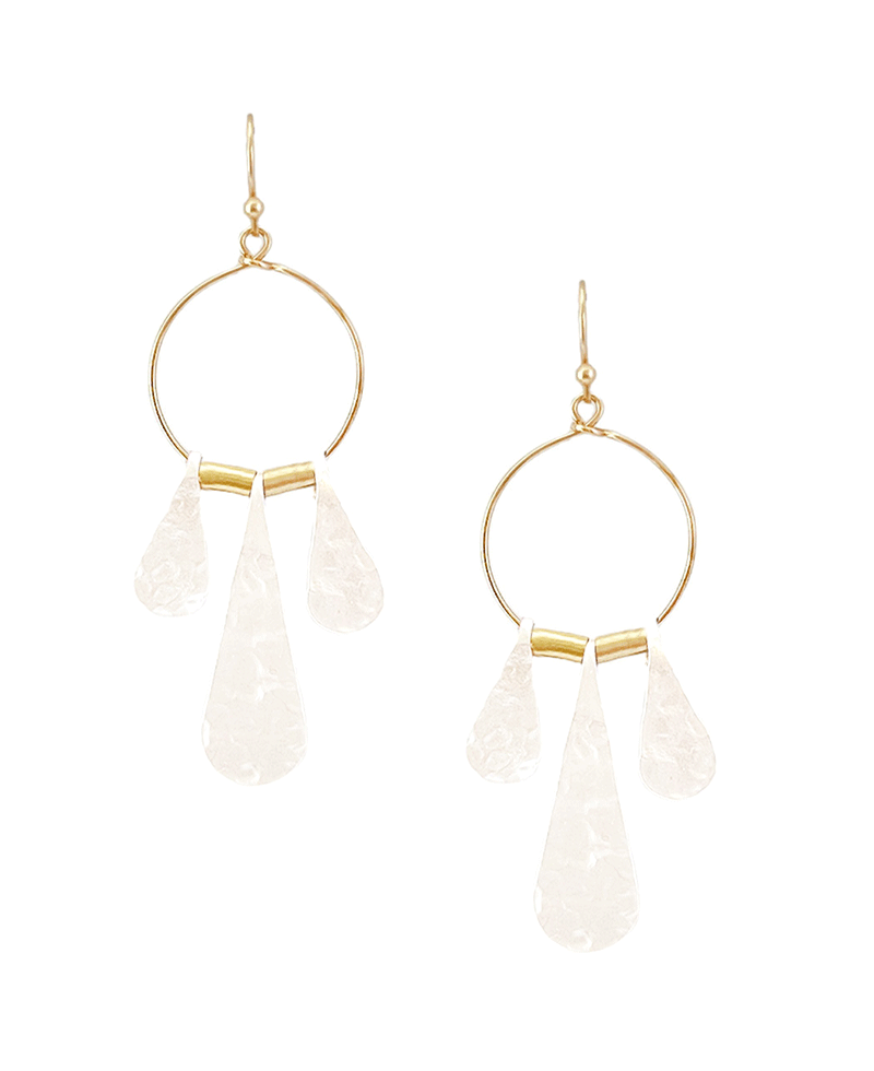 Wire Round w/ Water Drop Shapes Earring