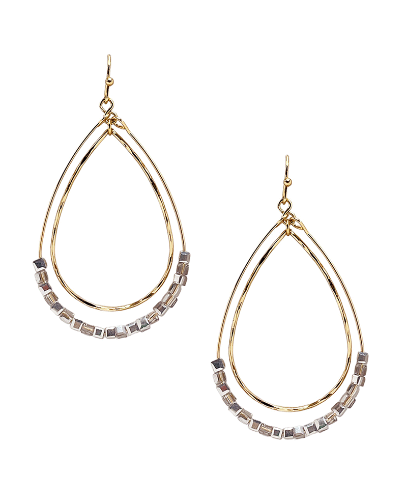 Double Teardrop w/ Beads Earring