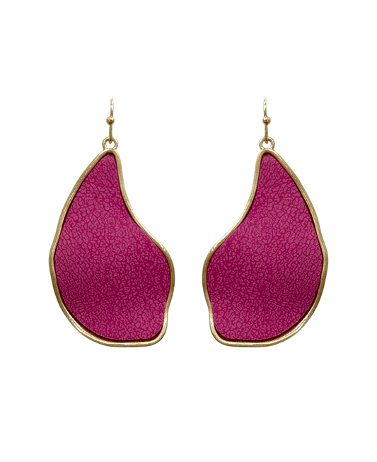 Geo Shape Leather Metal Earring