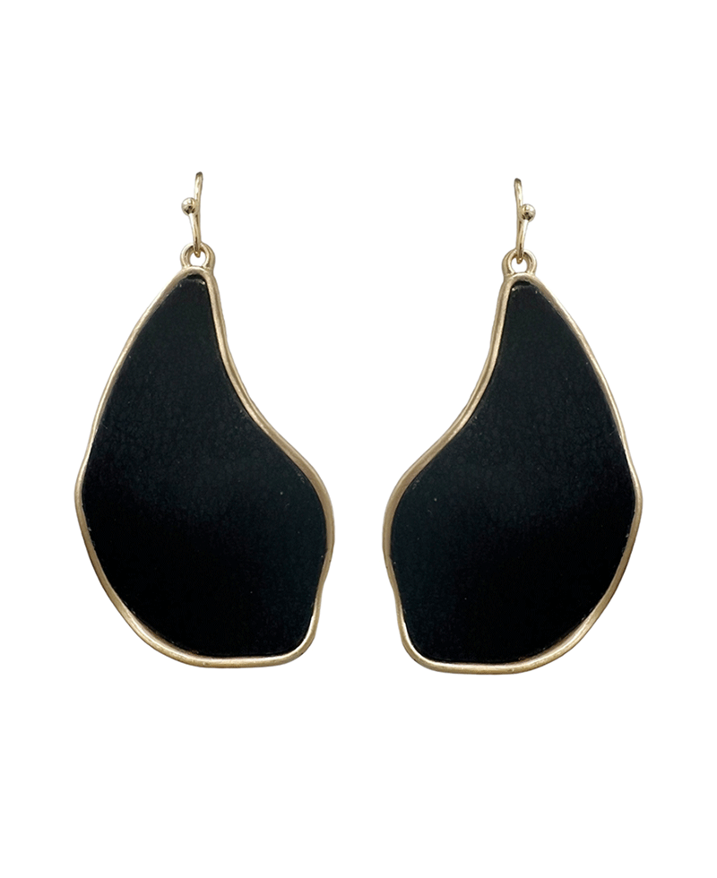 Geo Shape Leather Metal Earring