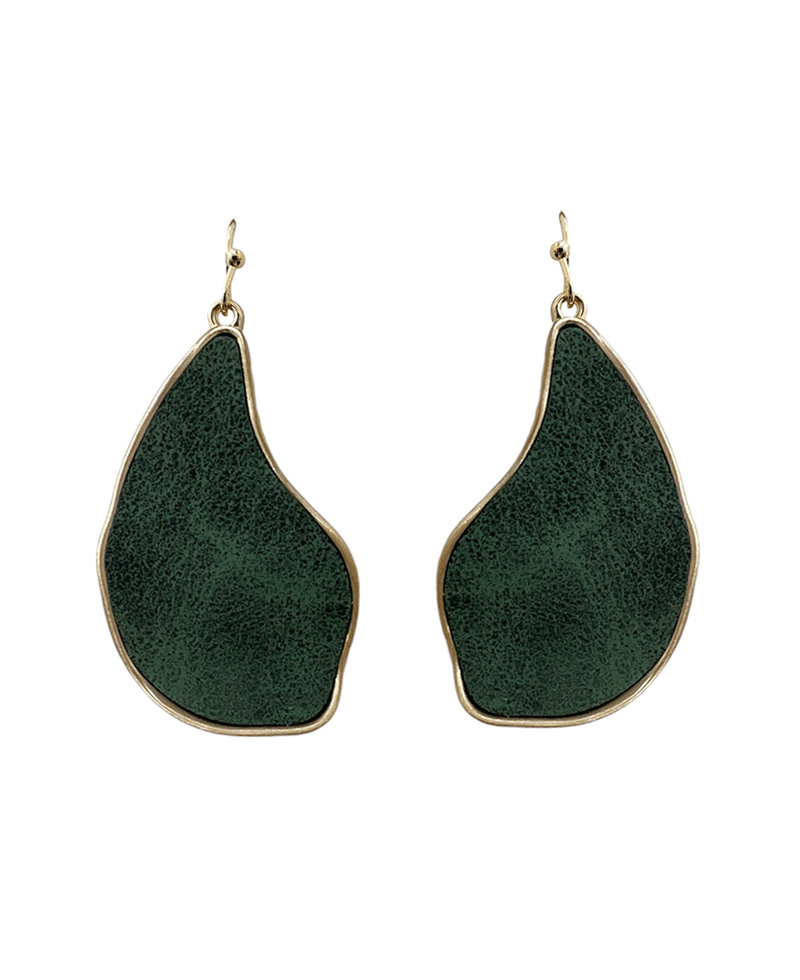 Geo Shape Leather Metal Earring