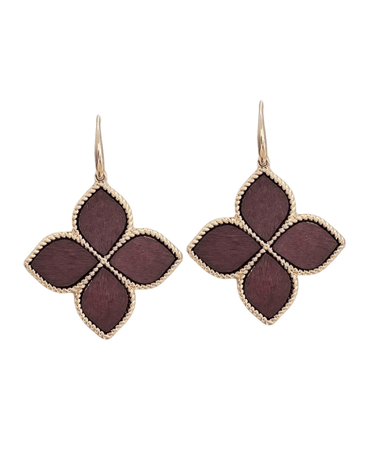 Wooden Clover Shape Earring