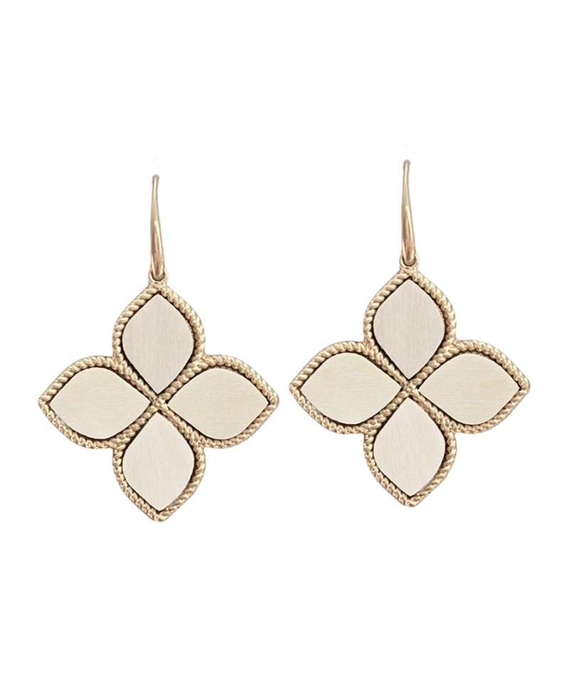 Wooden Clover Shape Earring